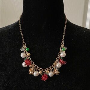 Vintage bows and bells Christmas Noel necklace ring and earring set